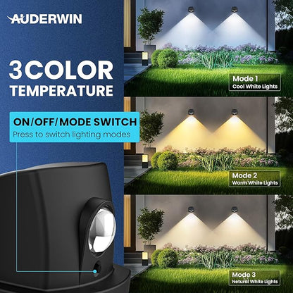 Solar Fence Lights Outdoor Waterproof IP65 Solar Wall Lights Outside Dual Color Led Solar Powered Fence Lights Outdoor Backyard, Wall Lights for Porch, Patio, Stairs, Pool, Yard, Deck 8 Pack