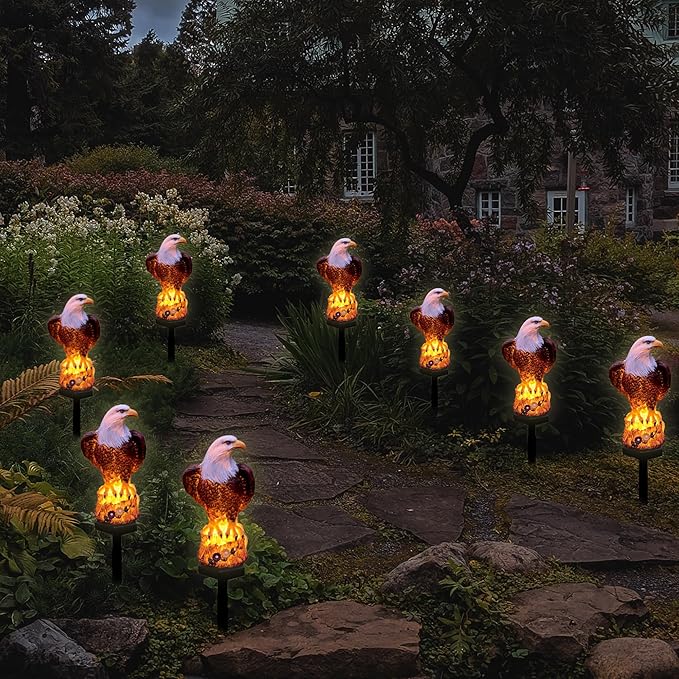 Solar Eagle Outdoor Garden Light, 2 Pack Outdoor Path Solar Powered Eagle Stake Lights for Walkway Yard Lawn Landscape Lighting - 2 Pack