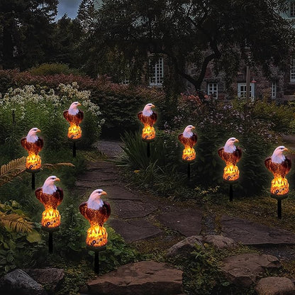 Solar Eagle Outdoor Garden Light, 2 Pack Outdoor Path Solar Powered Eagle Stake Lights for Walkway Yard Lawn Landscape Lighting - 2 Pack