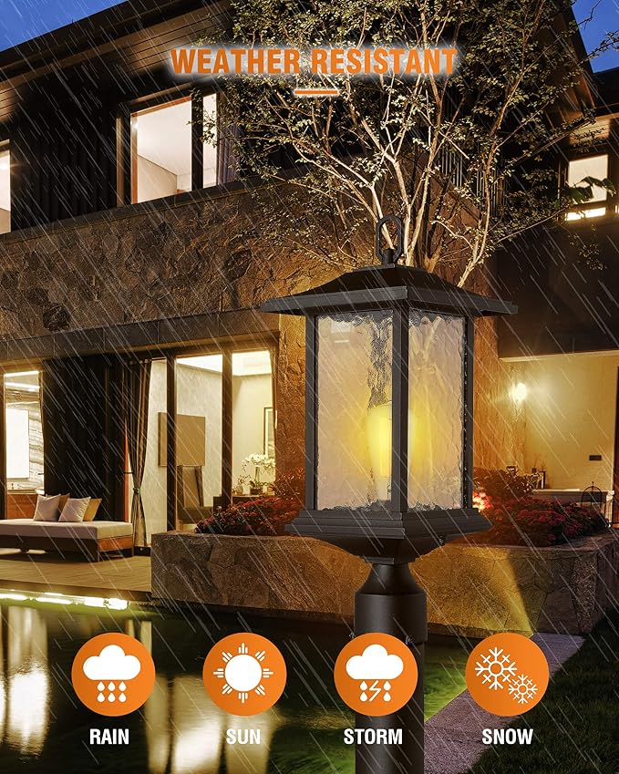 Beionxii Dusk to Dawn Outdoor Post Lights, 21inch Large Exterior Lamp Post Light Pier Mount Lantern with Base | Lumora