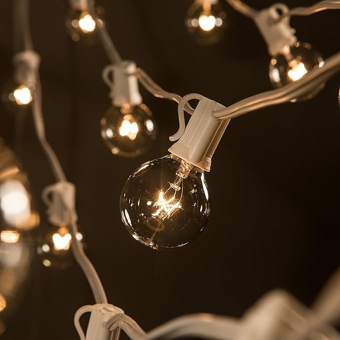 Hometown Evolution, Inc. 100 Foot G40 Globe String Lights with Clear Bulbs (100 Foot - White Wire) for Weddings | Lumora