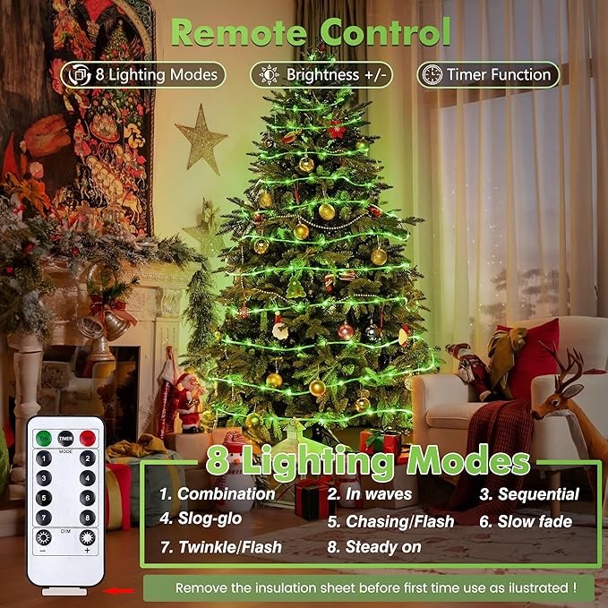 Jnaurb Battery Operated Rope Lights for Outside, 33FT 100LED 8 Modes Battery Operated String Lights, Waterproof | Lumora