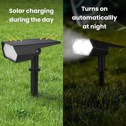 TECHKO Outdoor Solar Spotlight with Wall-Mount & Ground-Stake, Dusk-to-Dawn Outdoor Waterproof IP65, Multiple Lighting Modes, Solar Powered Garden Yard Spot Lights for Outside Landscape (2-Pack)