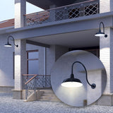 14in. Satin Black Outdoor Gooseneck Barn Light Fixture With 24in. Long Extension Arm - Wall Sconce Farmhouse | Lumora