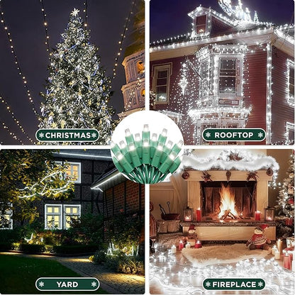 Christmas String Lights (White -Twinkle, 50FT), Mini LED String Lights, Waterproof Fairy Lights for Outdoor Indoor Holiday Party Patios Wedding Valentines Day Halloween Xmas Decor