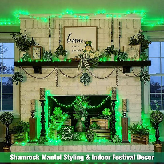 JMEXSUSS 400 LED Green Christmas Lights Indoor Outdoor, 132ft St Patrick's Day String Lights Plug in with Remote Clear Wire Christmas Tree Lights for Room Garden Patio Outside Party Xmas Tree Decor