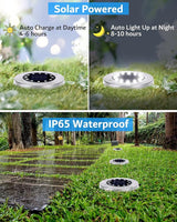 Biling Solar Ground Lights Outdoor 8 Packs, 12 LEDs Bright Flat Solar Lights Outdoor Waterproof Solar Powered for | Lumora