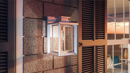 Quoizel Wakefield Vintage Wall Sconce, Coastal Armour 11 Inch 1-Light Matte White Wall Lantern, Clear Seedy Glass Light Fixtures, 100W Medium Base Bulb, Outside Lights for Patio, Porch or Garage