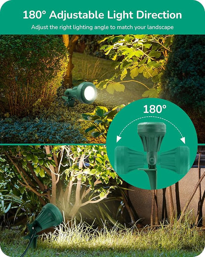 EDISHINE 120V Spotlight Outdoor, 5 Extra Color Lenses, 5.5W 500LM Waterproof LED Outdoor Spotlight, 5000K Landscape Lighting for Yard Flag Tree Holiday Decor, 180° Adjustable, UL Listed