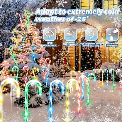 Anordsem Solar Christmas Decorations Outdoor: 12 Pack Candy Cane Stake Lights - 21" Waterproof LED 8 Colorful Lighting Models for Pathway Yard Patio Xmas Decor - 2026 New Year Gifts for Homeowners
