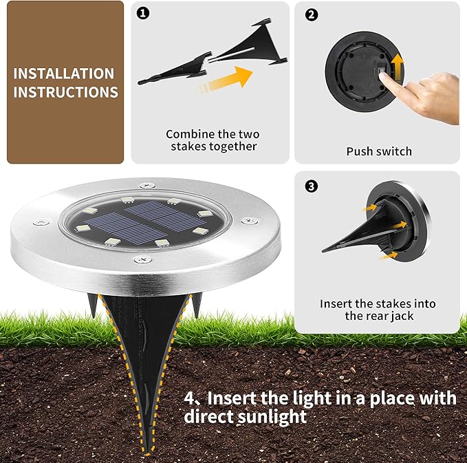 SOLPEX Solar Lights Outdoor Waterproof, 8 Pack Solar Ground Lights, Solar Garden Lights Landscape Lighting for | Lumora