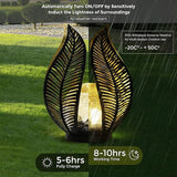 Solar Garden Lights Waterproof Decorations,Crackle Globe Glass,Metal Palm Leaf Solar Lights for Outdoor Decor On | Lumora