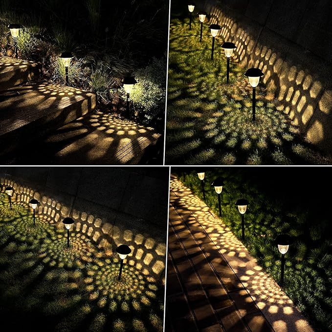Solar Outdoor Pathway Lights, LED Landscape Garden Lights, Waterproof Auto On/Off, Solar Lights Outdoor Decorative for Walkway Patio Yard, Garden, 8 Pack