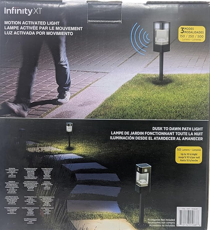 Infinity X1 Solar Path & Motion Security Lights (2-Pack) – 500 Lumens Motion Activated, 50 Lumens Dusk-to-Dawn | Lumora