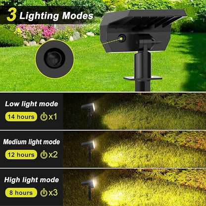 Solar Spot Lights Outdoor 8 Pack, IP65 Waterproof Solar Landscape Spotlights with 65 LEDs, 3 Lighting Modes Solar Garden Lights for Yard Pathway House Driveway (Warm White)