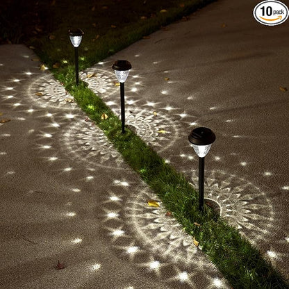 EXCMARK 10 Pack Solar Lights for Outside Pathway Walkway Driveway Garden Yard Solar Powered Lights Outdoor Waterproof. (Warm White)
