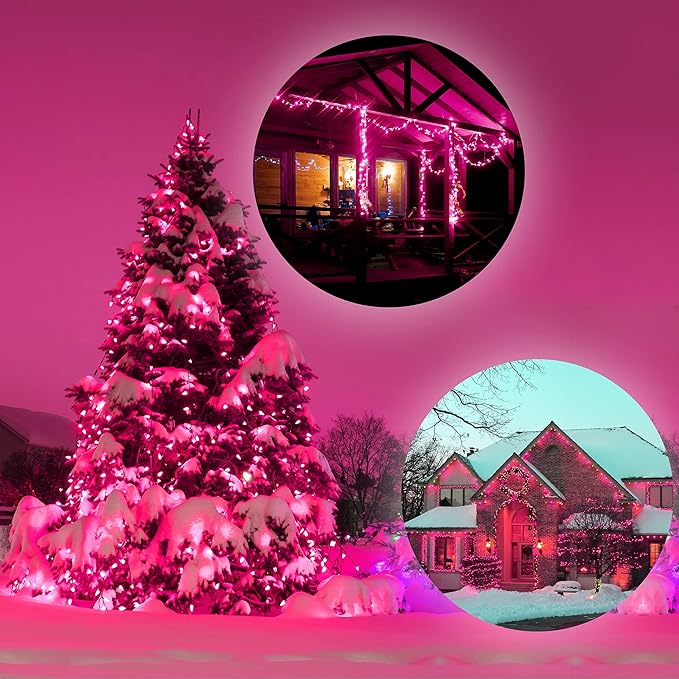 Holiday Essence - Pink Christmas String Lights 100 Mini Fairy Lights Set Green Wire 20.6 Ft Traditional Valentines Easter Holiday Décor for Home Christmas Tree Bedroom Patio Wedding Decoration