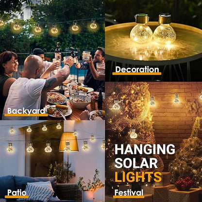 GIGALUMI Hanging Solar Lantern, 4 Pack Outdoor Christmas Decorations, Hanging Solar Lights Outdoor Waterproof, Garden Decor for Lawn, Garden, Yard, Tree Warm White