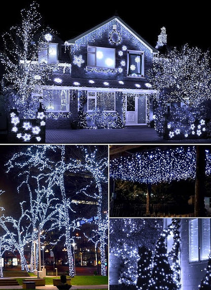 Christmas Tree Lights Outdoor, 205Ft 600 LED Twinkle Fairy Lights String Lights with 8 Light Modes for Christmas LED Garland Wreath Wedding Indoor Holiday Decorations with Dark Green Wire, Cool White