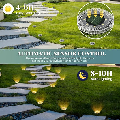 20 Pack Small Solar Ground Lights, Pathway Lights Waterproof, Outdoor Solar Light for Garden, Driveway, Walkway, Backyard (Warm White)