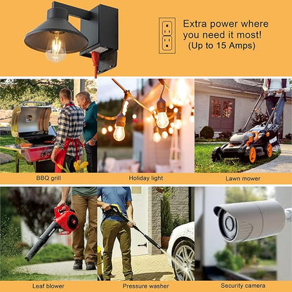 c cattleya Outdoor Wall Sconce with Outlet GFCI Black Waterproof Anti-Rust Aluminum Exterior Barn Lighting Wall Mount Front Porch Light with Outlet