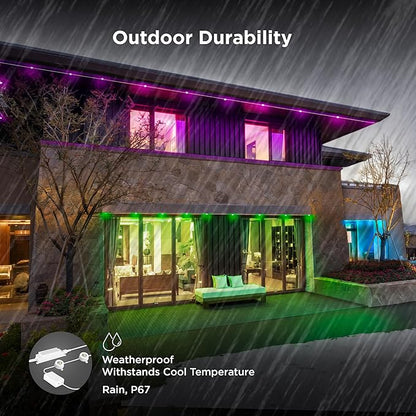 Feit Electric Permanent Outdoor Lights, Smart String Lights, 100FT LED Lights, 2.4GHz WiFi-Enabled Under Eaves Light, Works with Alexa and Google Asst, App Control, Weatherproof, SL100-60/RGBTW/AG