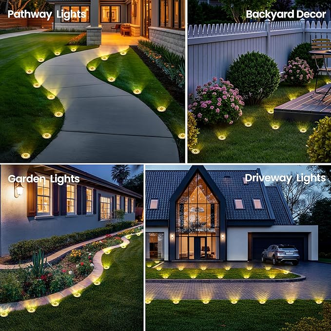 10 Pack Small Solar Ground Lights, Pathway Lights Waterproof, Outdoor Solar Light for Garden, Driveway, Walkway | Lumora