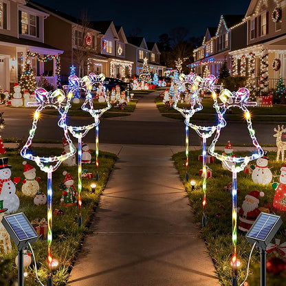 6 Packs Christmas Bell Solar Garden Lights with 8 Light Modes, 21.65 Inches Tall Christmas Outdoor Light with 20 LEDs Each, Solar Outdoor Xmas Decor for Garden, Path, Patio (Multiple-Colored)