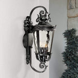 John Timberland Casa Marseille European Outdoor Wall Light Fixture Textured Black Scroll Arm 31" Clear Hammered | Lumora