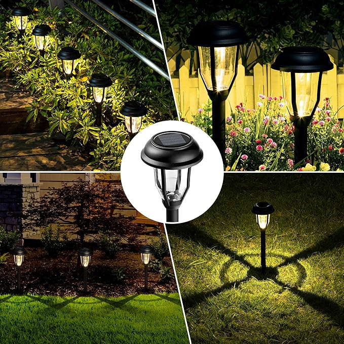 SOLPEX 8 Pack Solar Pathway Lights, Solar Path Lights Waterproof, Solar Garden Lights Outdoor for Garden, Yard, Pathway, Landscape, Walkway and Driveway (Warm White)