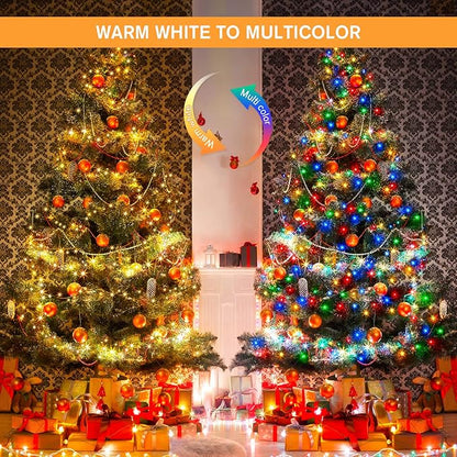 JMEXSUSS 500 LED Color Changing Christmas Lights, 163FT Warm White & Multicolor String with Remote, Plug-in for Tree House Indoor Outdoor Xmas Decor