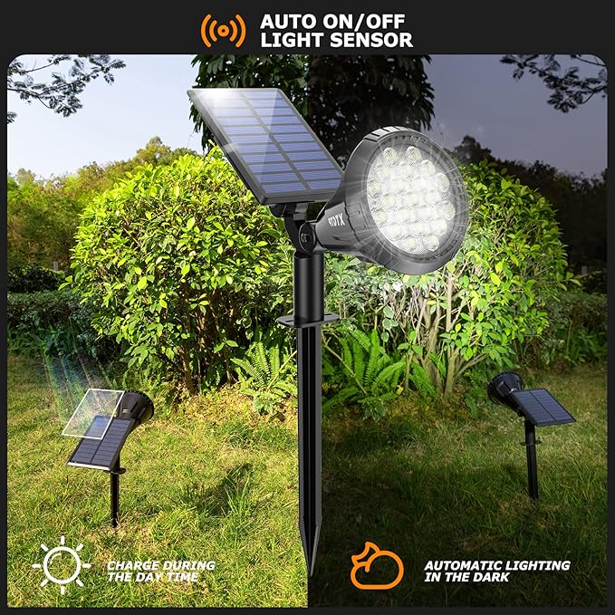Solar Spot Lights Outdoor, 21 LEDs Solar Outdoor Lights Auto On/Off with 3 Modes, IP67 Waterproof Yard Spotlight | Lumora