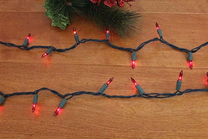 LAMPHOME Christmas String Light,100 Count Incandescent Mini String Light in 21.6ft,Indoor/Outdoor 120V UL Certified Mini Light for Christmas,Wedding,Patio Lawn,Home,Garden,Party,Store (Red)