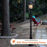 Gama Sonic Outdoor Solar Lamp Post Light, Brushed Bronze Aluminum and Rain Glass Panels, 10-Year Royal Bulb, Warm | Lumora