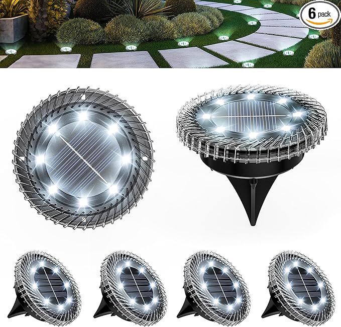 6 Pack Small Solar Ground Lights, Pathway Lights Waterproof, Outdoor Solar Light for Garden, Driveway, Walkway | Lumora