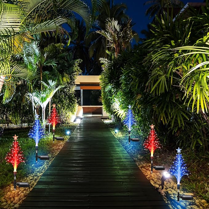 Baquler 2 Pcs Solar Christmas Tree Garden Stake Lights Outdoor Christmas Tree Lighted Yard Decorations Multicolor | Lumora