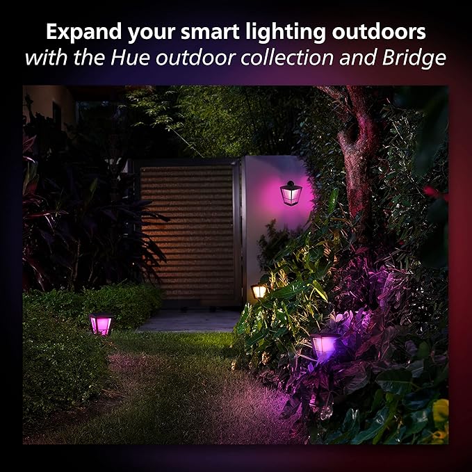 Philips Hue Econic Down Outdoor Smart Wall Light, Black - E26 White and Color Ambiance LED Color-Changing Bulb - 1 Pack - Requires Hue Bridge - Control with Hue App and Voice - Weatherproof