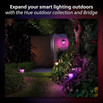Philips Hue Econic Down Outdoor Smart Wall Light, Black - E26 White and Color Ambiance LED Color-Changing Bulb - 1 Pack - Requires Hue Bridge - Control with Hue App and Voice - Weatherproof