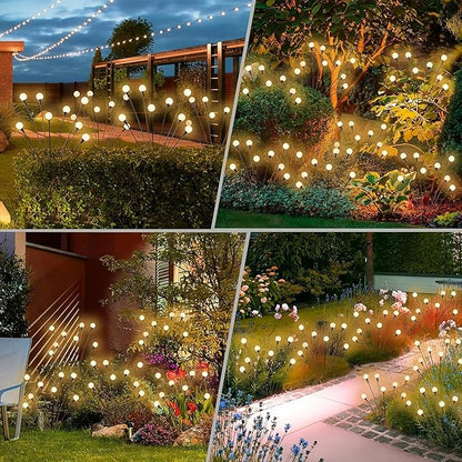 Solar Lights Outdoor(4 Pack, 40 LEDs),Solar Garden Lights with Twinkling & Steady Modes, Outdoor Decorations, Firefly Light for Patio Decor, Big Bulb, Unique Gifts for Women, Gifts for Grandma