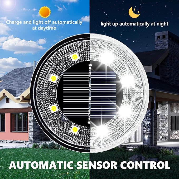 Mulit-Purpose Solar Ground Lights Outdoor - 8 Pack IP68 Waterproof Solar Powered Deck Lights Outdoor Landscape | Lumora