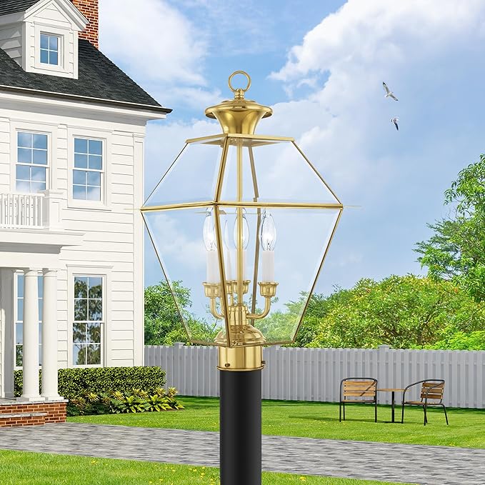Livex Lighting 2384-02 Traditional Three Light Post-Top Lantern from Westover Collection Cast - Outdoor Path Light | Lumora