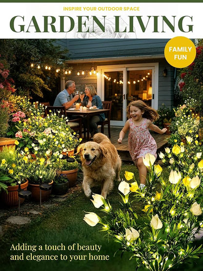 GIGALUMI Solar Garden Lights with Gardenias, LED Garden Decor Carefree Solar Flowers Outdoor Waterproof, Yard Decorations Outdoor, Allergy-Free, Everlasting Light up Flowers for Yard Patio (Set of 2)