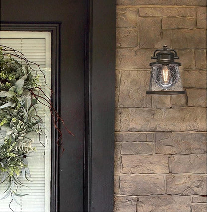 Westinghouse 6121500 Emma Jane Vintage-Style One Light Outdoor Wall Fixture with Dusk to Dawn Sensor, Amber Bronze Finish, Clear Seeded Glass