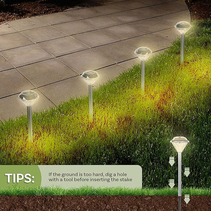 24-Pack LED Solar Outdoor Waterproof Garden Lights - Cold White Solar Pathway - Yard, Driveway, or Landscape Lighting by Pure Garden (Silver)