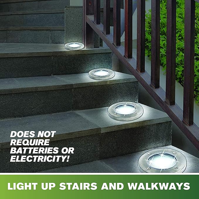 Bell+Howell Disk Lights Solar Weatherproof LED Outdoor, As Seen on TV 4 Pack