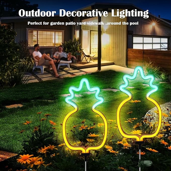 SunKite Pineapple Solar Garden Lights - Decorative Stake Lights for Outdoor, Yard, Lawn, Pathway, Patio, Backyard | Lumora