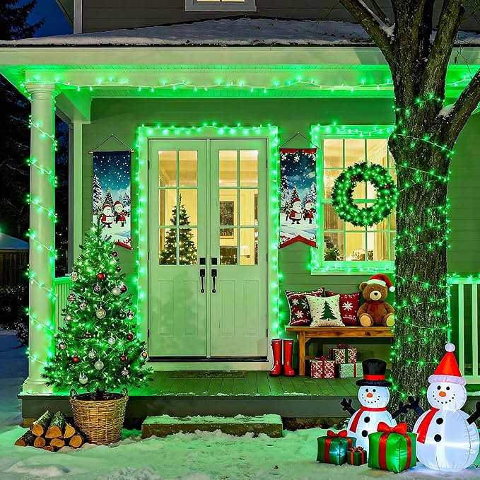 JMEXSUSS Green Christmas String Lights Indoor Outdoor Clear Wire, 200 LED Green Lights for St Patrick's Day Spring | Lumora
