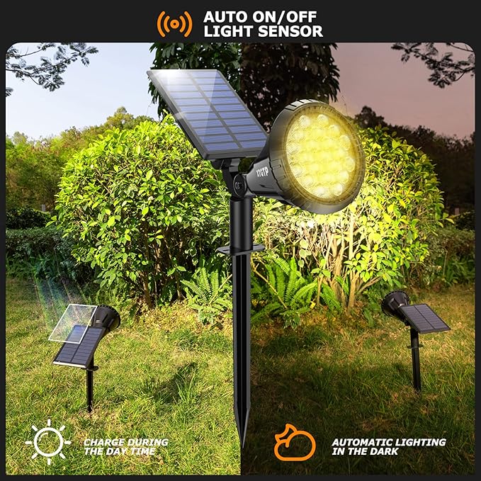Solar Spot Lights Outdoor, 21 LEDs Solar Landscape Lights Auto On/Off with 3 Modes, IP67 Waterproof Solar Yard | Lumora