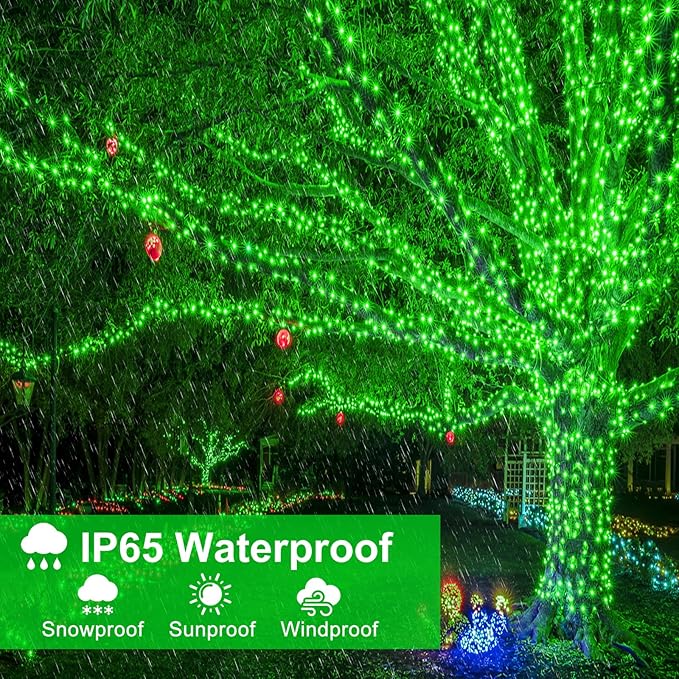 100FT 300 LED Christmas Lights Outdoor for St Patrick's Day, Green String Lights Indoorwith 8 Modes, Waterproof | Lumora