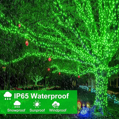 100FT 300 LED Christmas Lights Outdoor for St Patrick's Day, Green String Lights Indoorwith 8 Modes, Waterproof Twinkle Fairy Lights Green Wire for Patio Garden Party Holiday Decorations